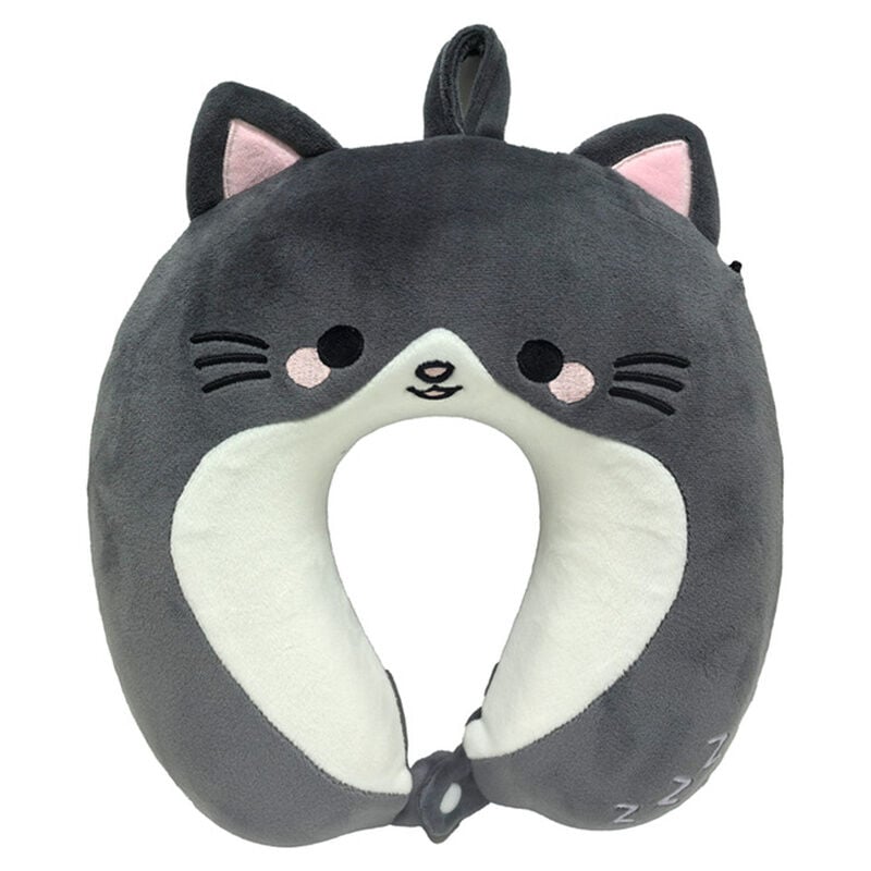 Almohada de viaje Relaxeazzz con diseño de gato gris