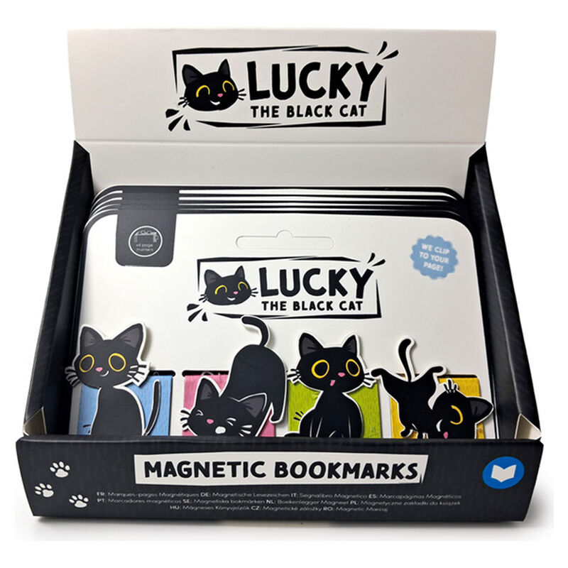 Set de marcapáginas magnéticos surtidos con gatos negros Lucky the Black Cat