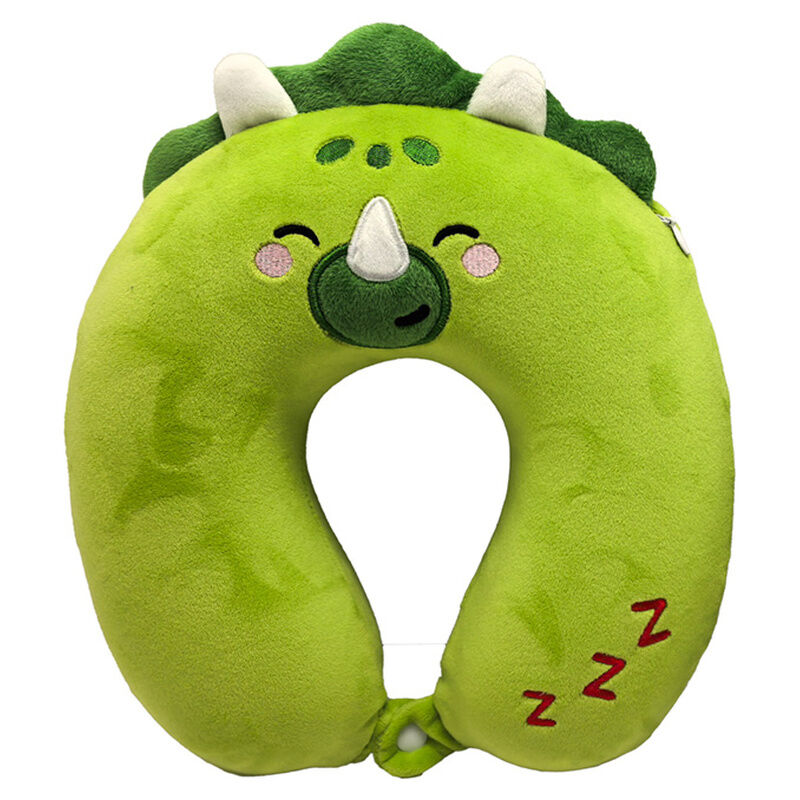 Almohada de viaje verde Harry el Dino con forma de U