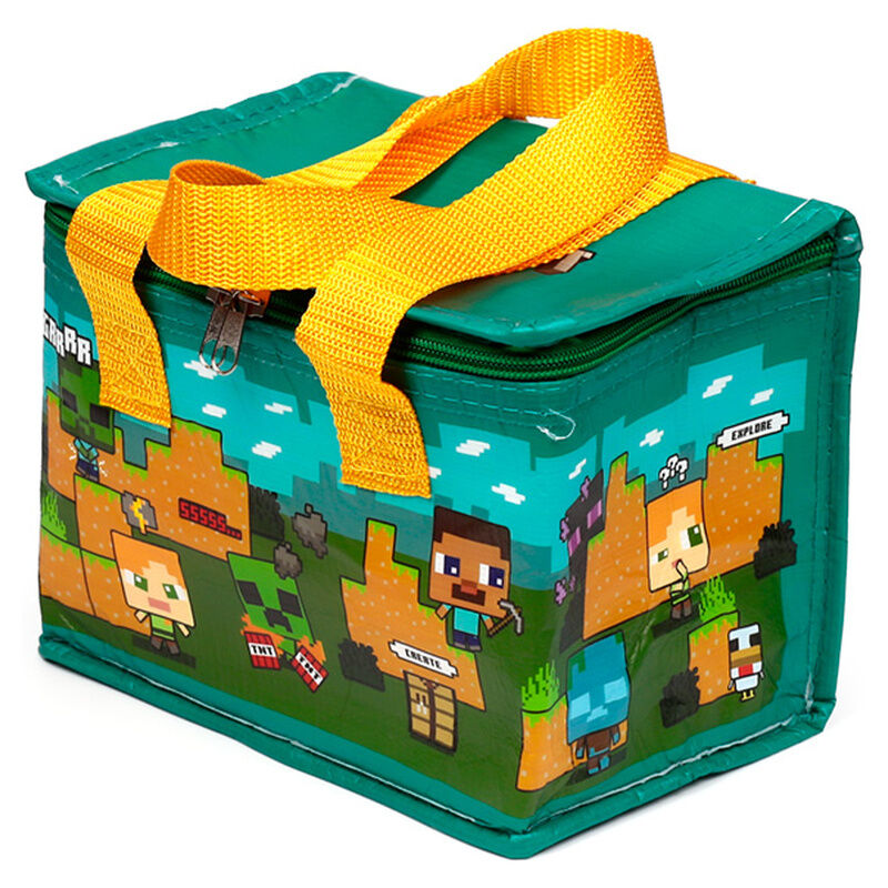 Bolsa térmica reutilizable de Minecraft con asas naranjas - 5