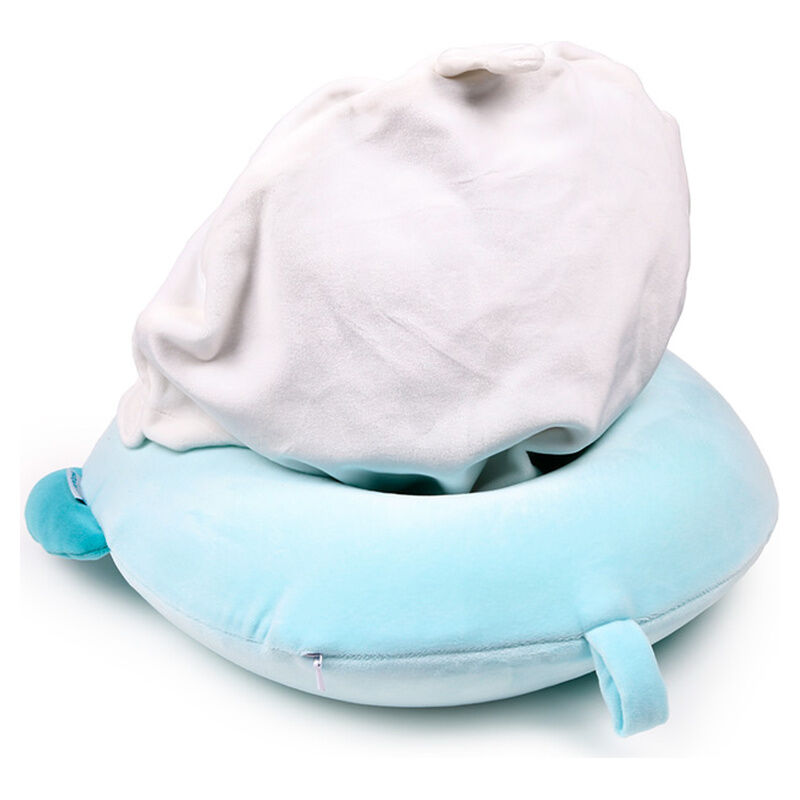 Almohada de viaje azul Kiki El Periquito con capucha blanca - 5