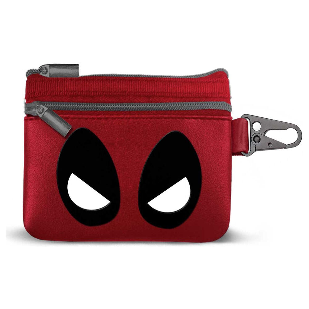 Monedero rojo de Deadpool Marvel con doble cremallera y mosquetón
