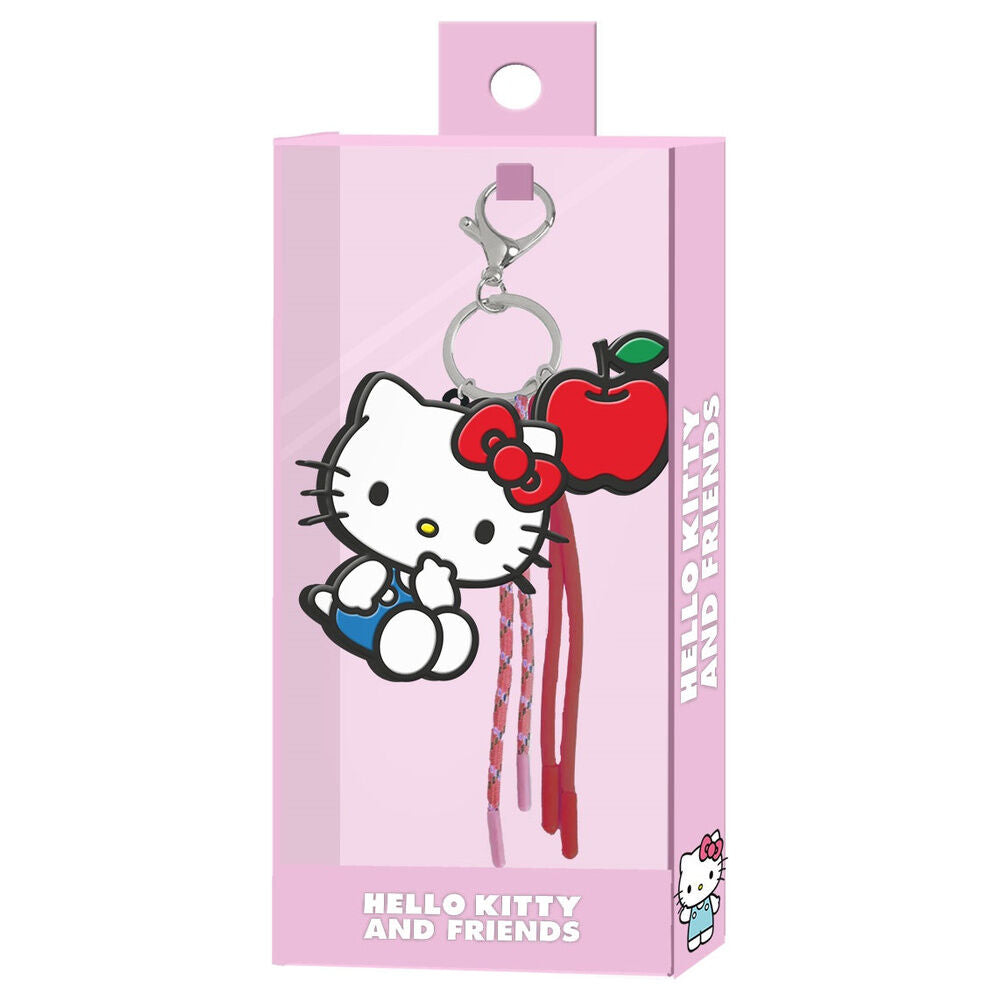 Llavero charm de Hello Kitty con manzana roja