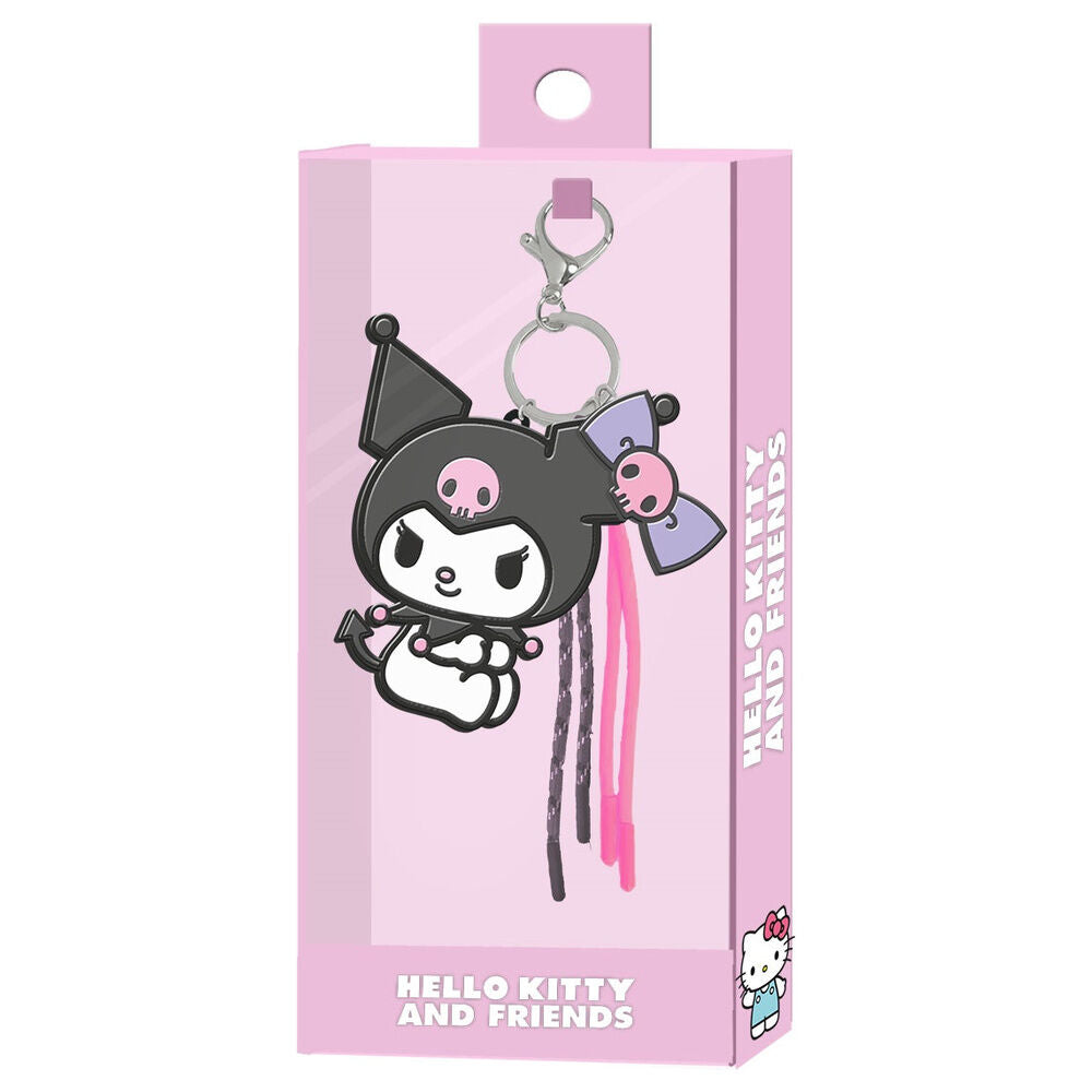 Llavero charm de Kuromi Hello Kitty en negro, rosa y lila