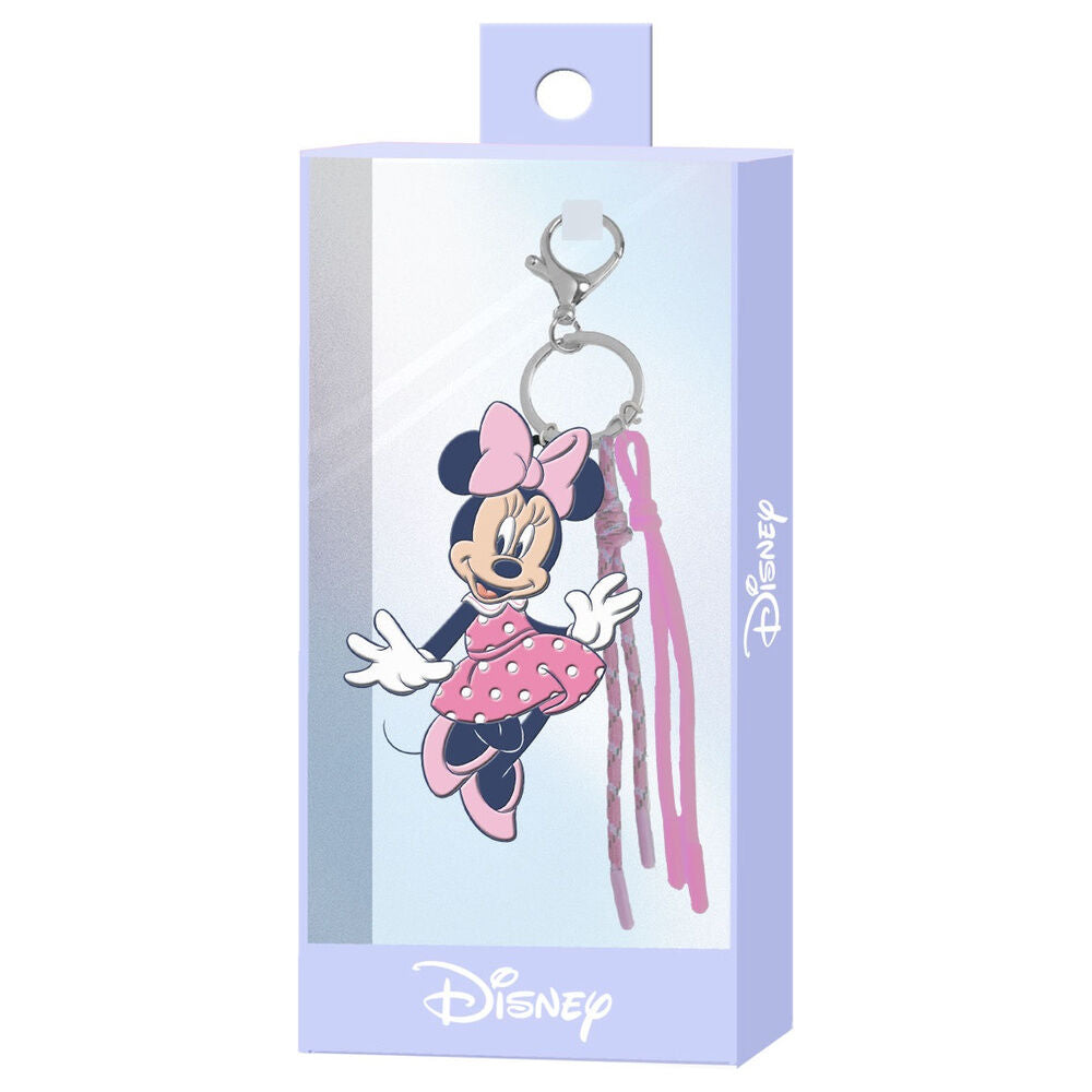 Llavero de Minnie Disney con lazo rosa y vestido de lunares