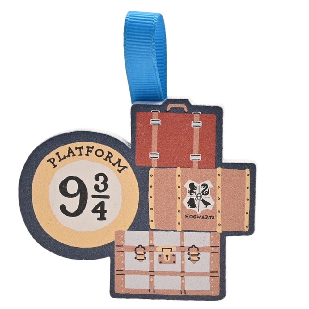 Mini colgador Harry Potter Platform 9 3/4 con maletas y lazo azul