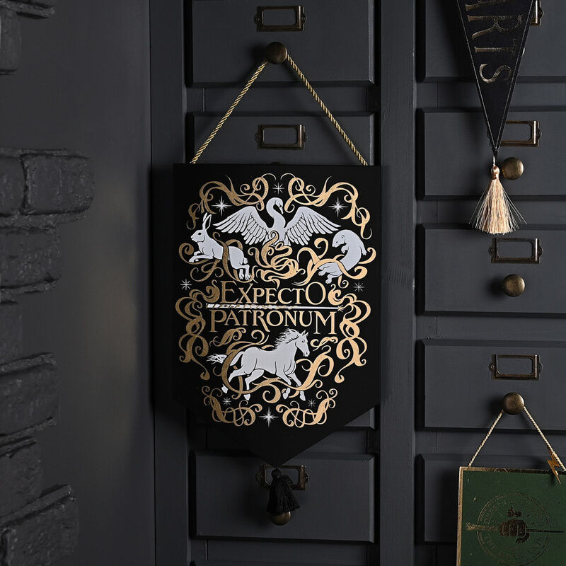 Colgante de pared Harry Potter Patronus Animals negro con detalles dorados - 2