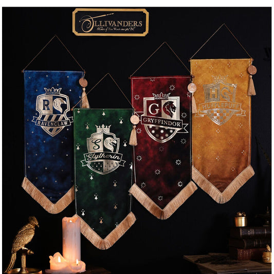 Banderín verde y dorado de Slytherin con escudo de Harry Potter - 3