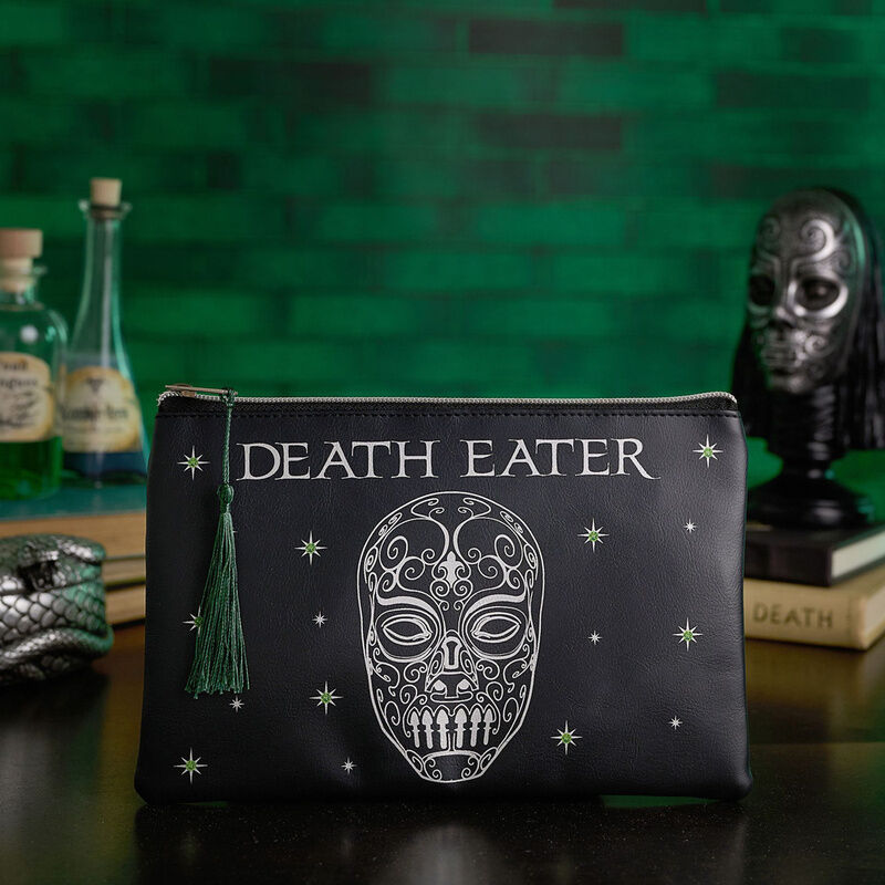 Neceser negro de maquillaje Harry Potter con diseño Mortífago y borla verde - 3