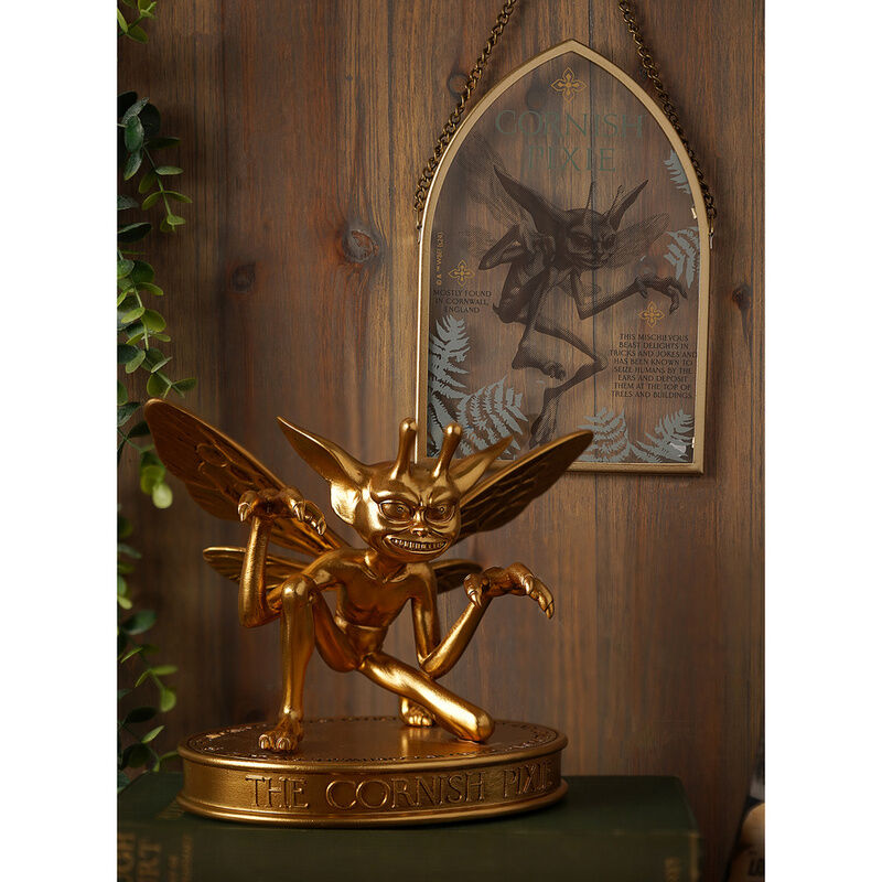 Figura dorada del Duendecillo de Cornualles de Harry Potter sobre base circular - 5
