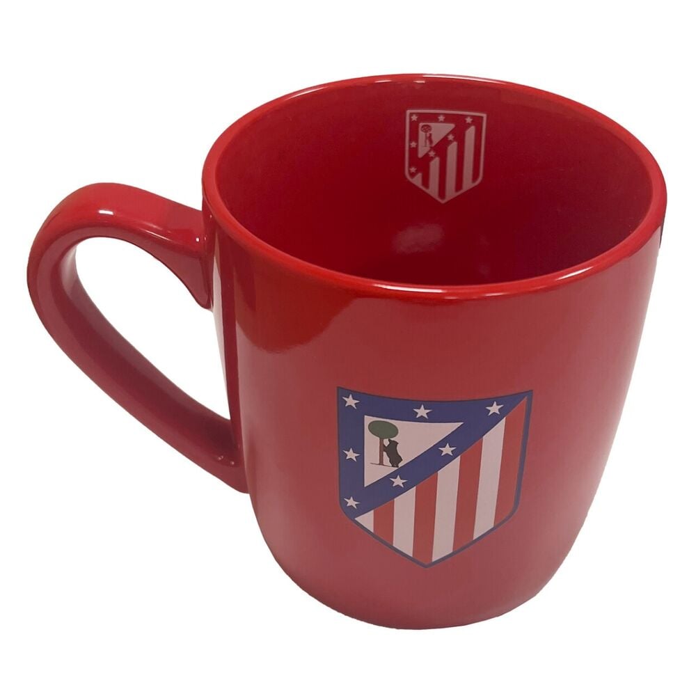 Taza roja de cerámica del Atlético de Madrid con escudo - 2