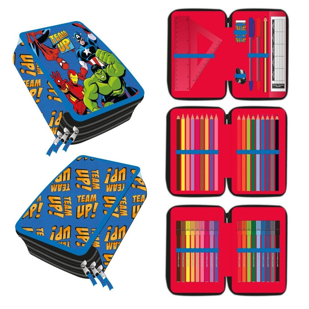 Plumier triple Avengers Marvel azul de CERDÁ