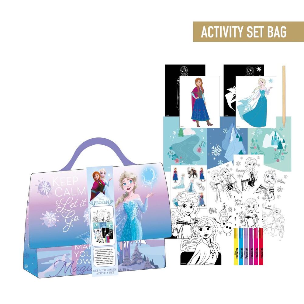 Bolso set de actividades coloreable Frozen con láminas y material de coloreado