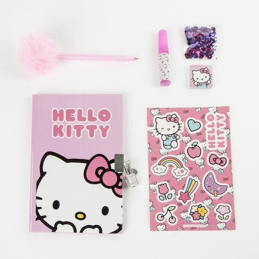 Set de diario Hello Kitty rosa con accesorios de papelería - 2