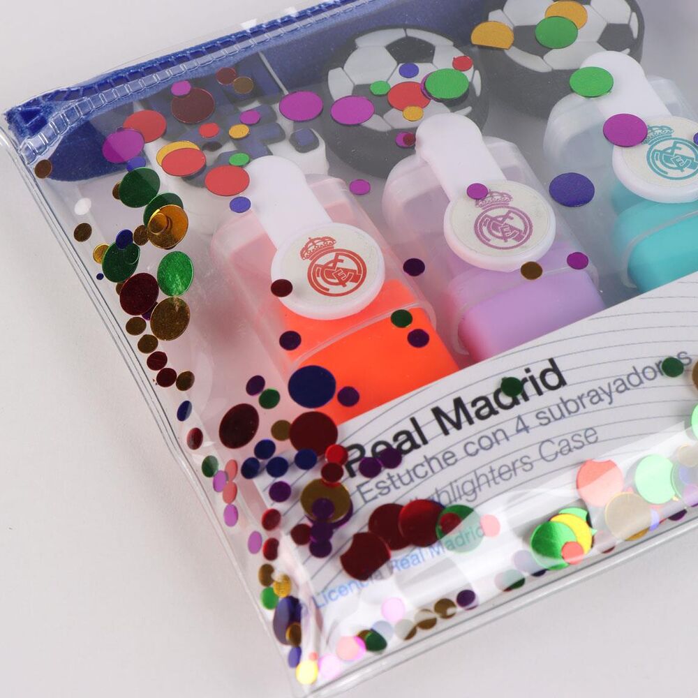 Estuche transparente con cuatro subrayadores Real Madrid surtidos - 5