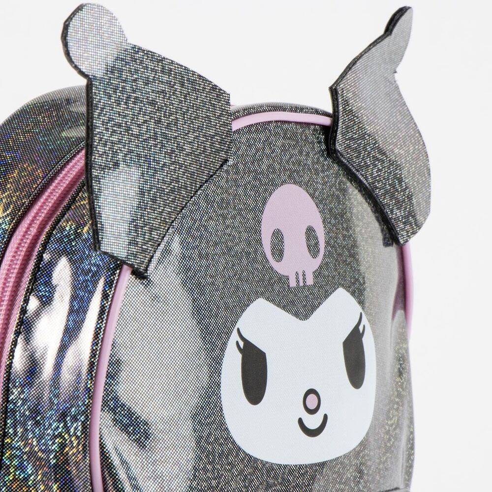 Mochila infantil Kuromi Hello Kitty plateada con bolsillo frontal - 5
