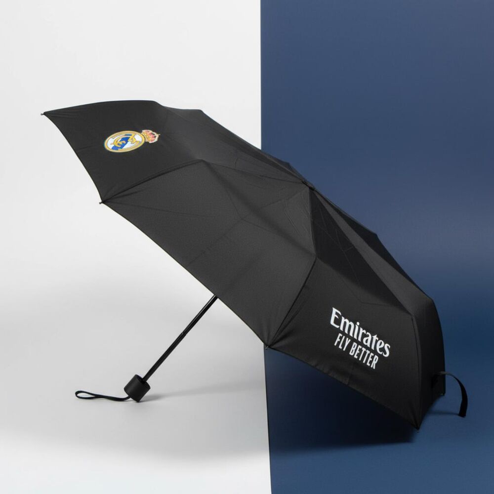 Paraguas manual plegable negro del Real Madrid con escudo - 6
