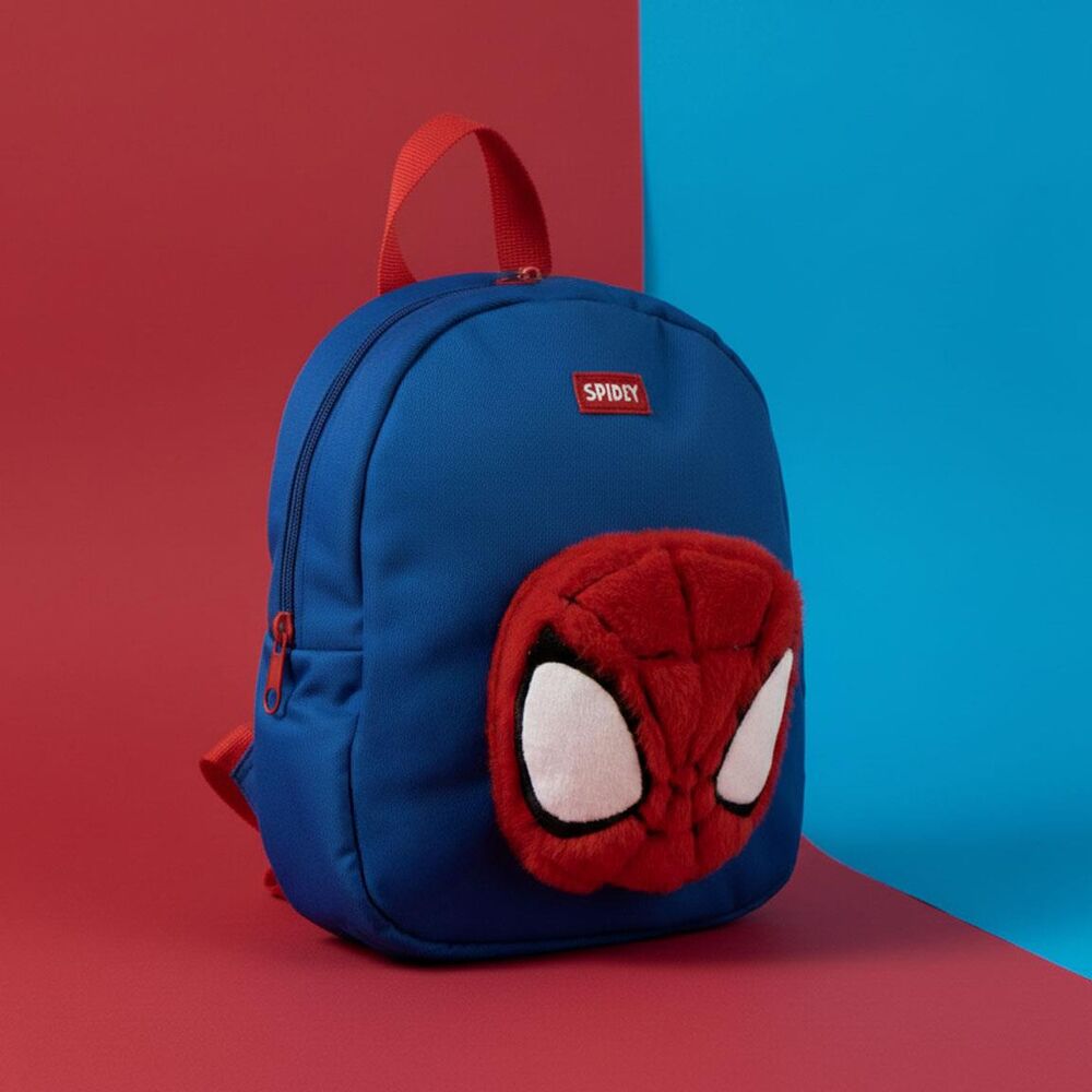 Mochila de guardería Spidey Marvel azul con rostro en relieve - 6