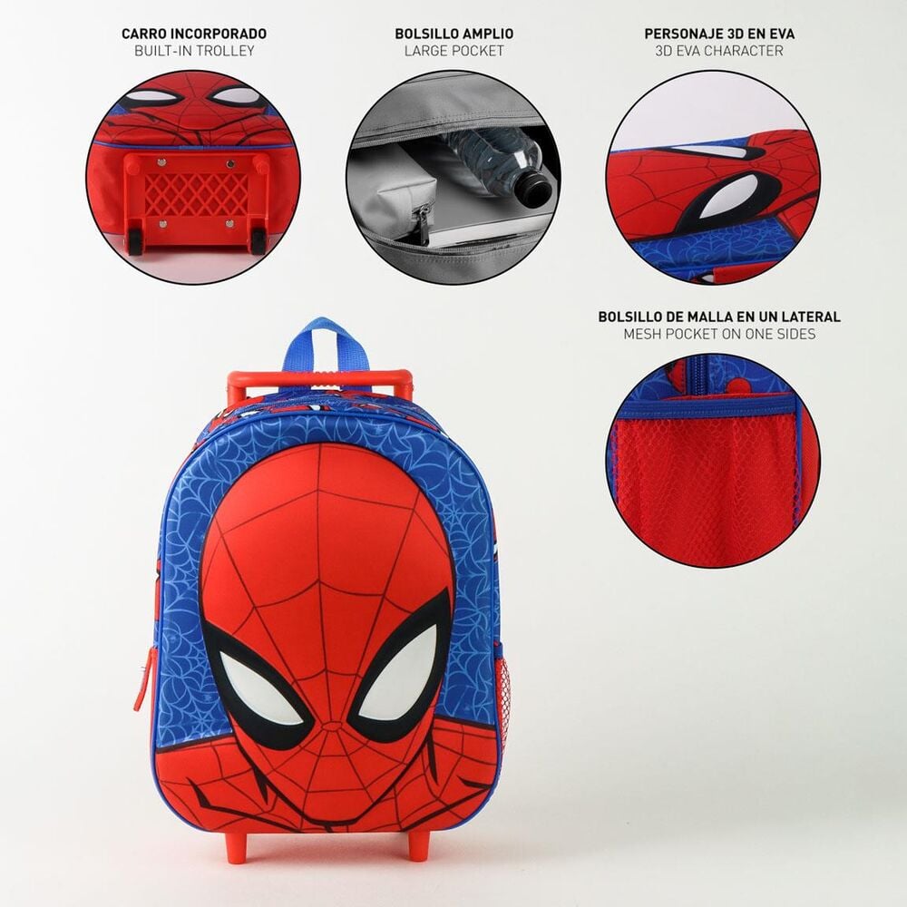 Trolley escolar 3D de Spider-Man Marvel en rojo y azul - 6