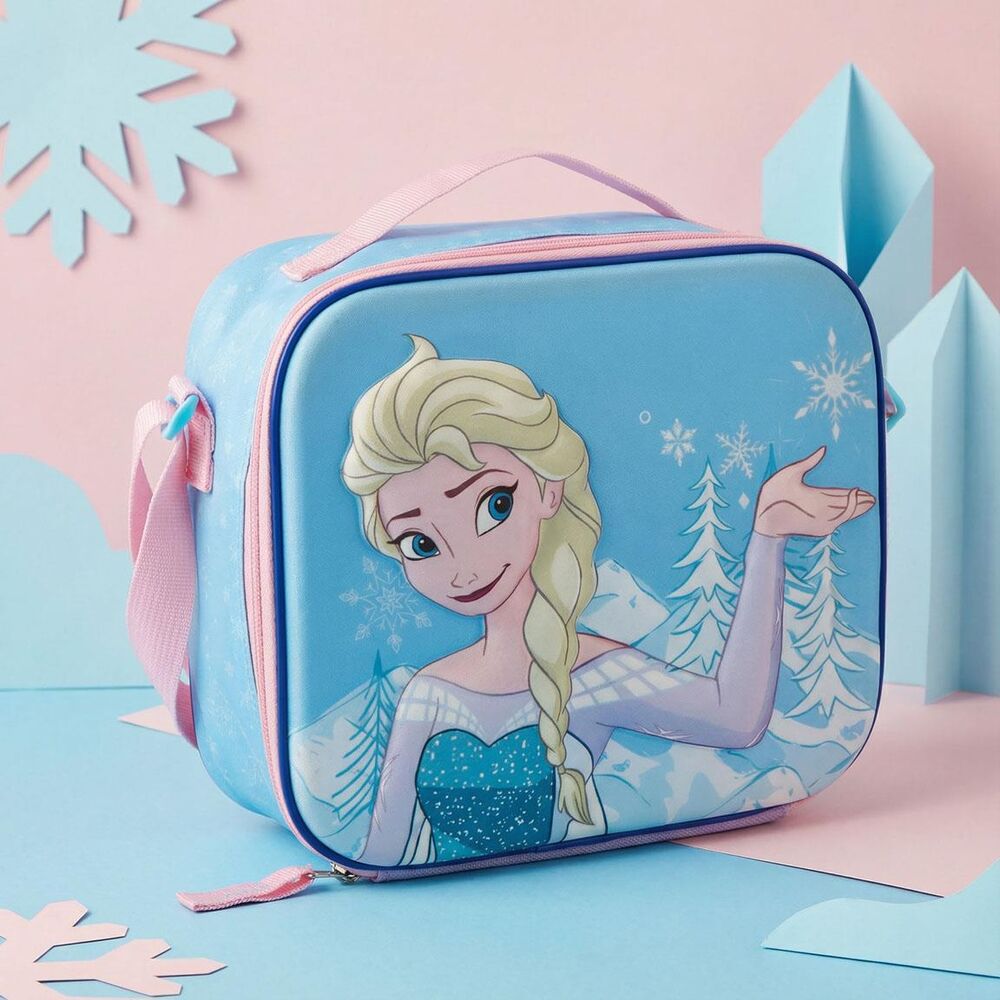 Bolsa portameriendas 3D azul de Elsa Frozen Disney con detalles rosas - 6