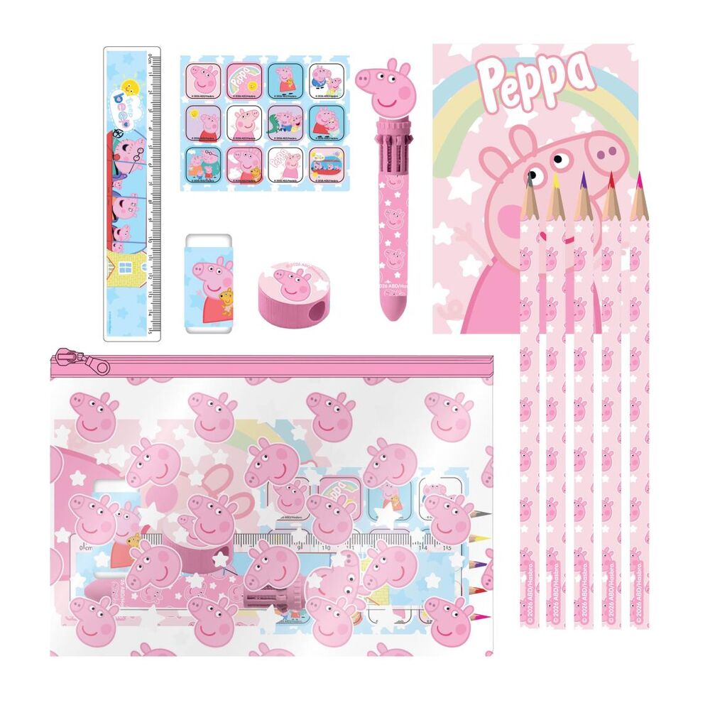 Set de papelería Peppa Pig CERDÁ con estuche y accesorios escolares
