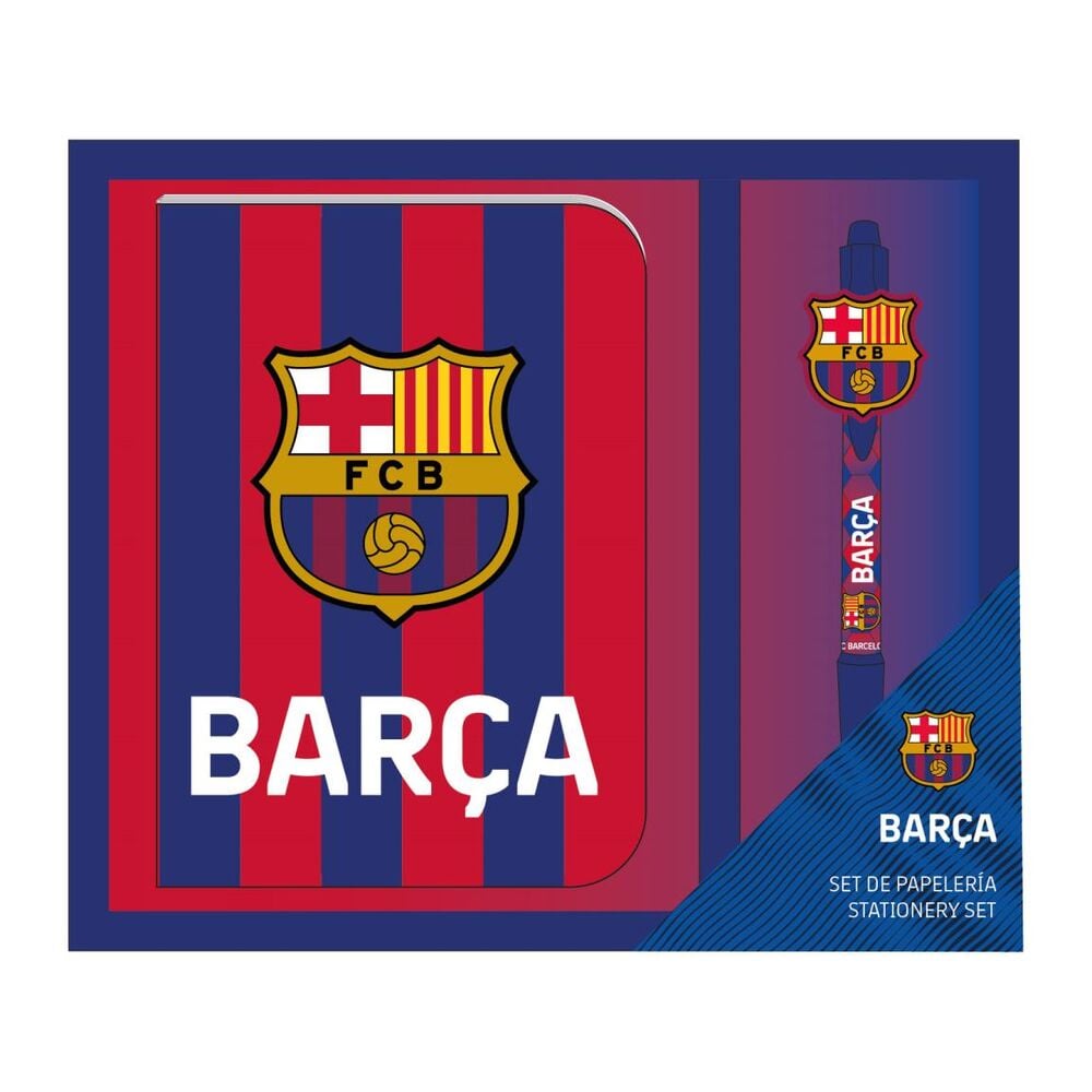 Diario con bolígrafo del F.C. Barcelona en azul y granate