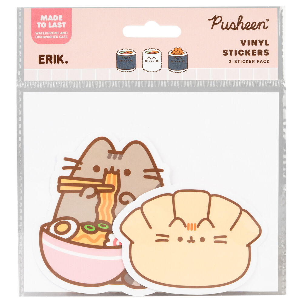 Set de dos pegatinas de vinilo Pusheen con diseños de sushi