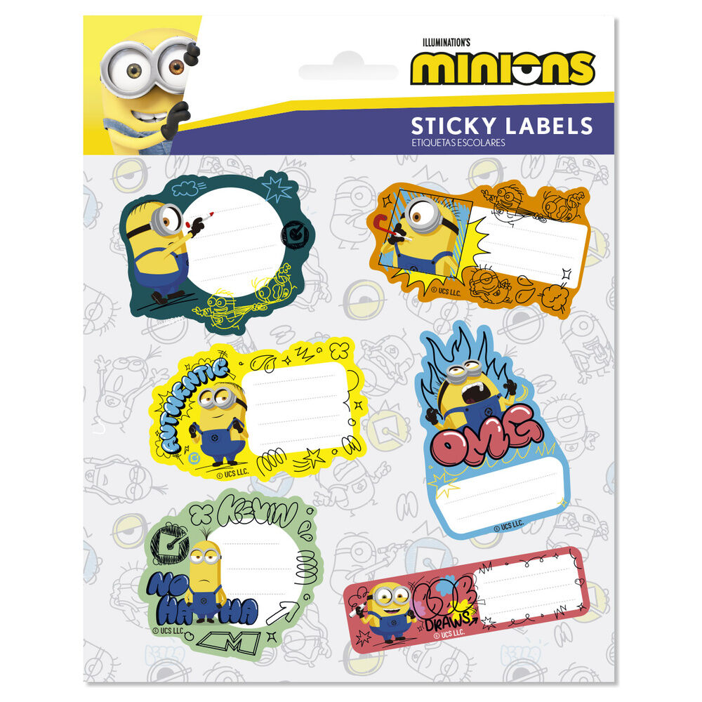 Etiquetas adhesivas escolares Minions ERIK con seis diseños coloridos