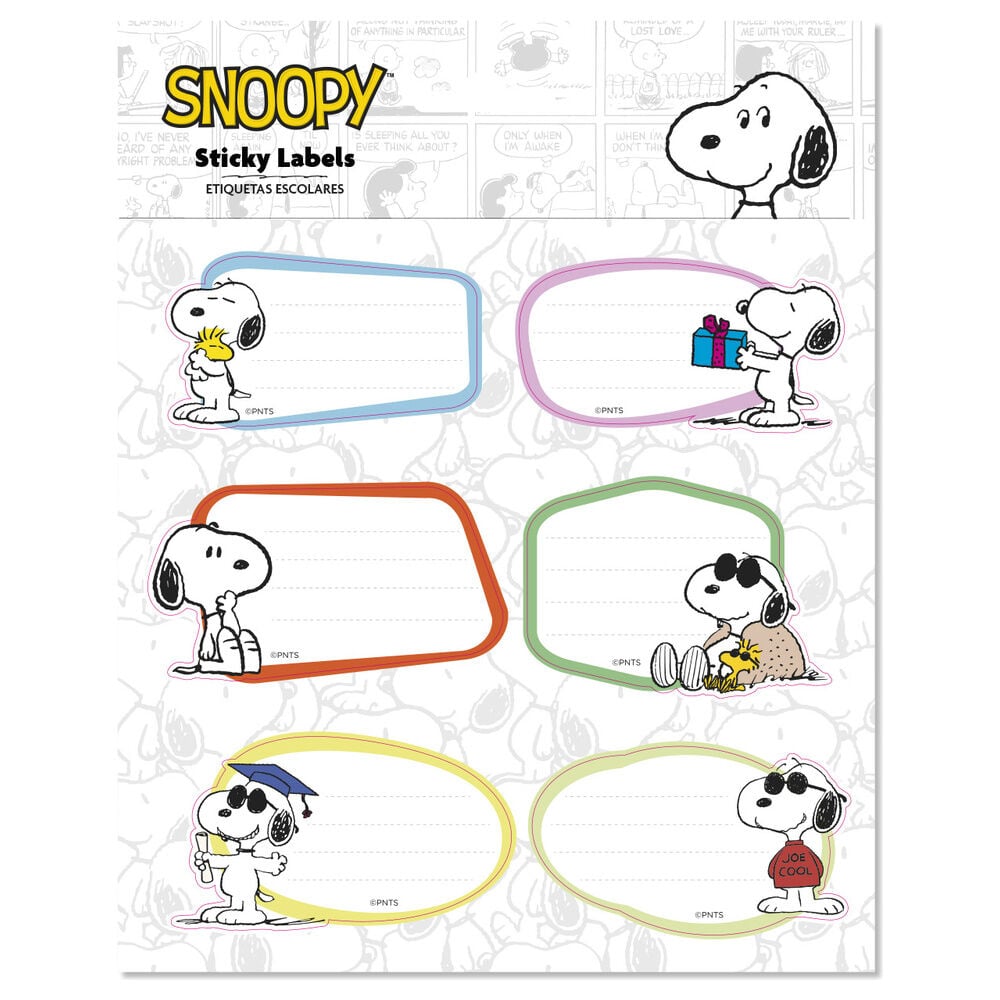 Etiquetas adhesivas escolares Snoopy ERIK con seis diseños