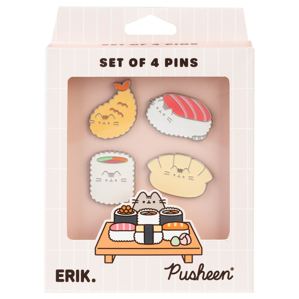 Set de 4 pins esmaltados de Pusheen con diseños de sushi - 2