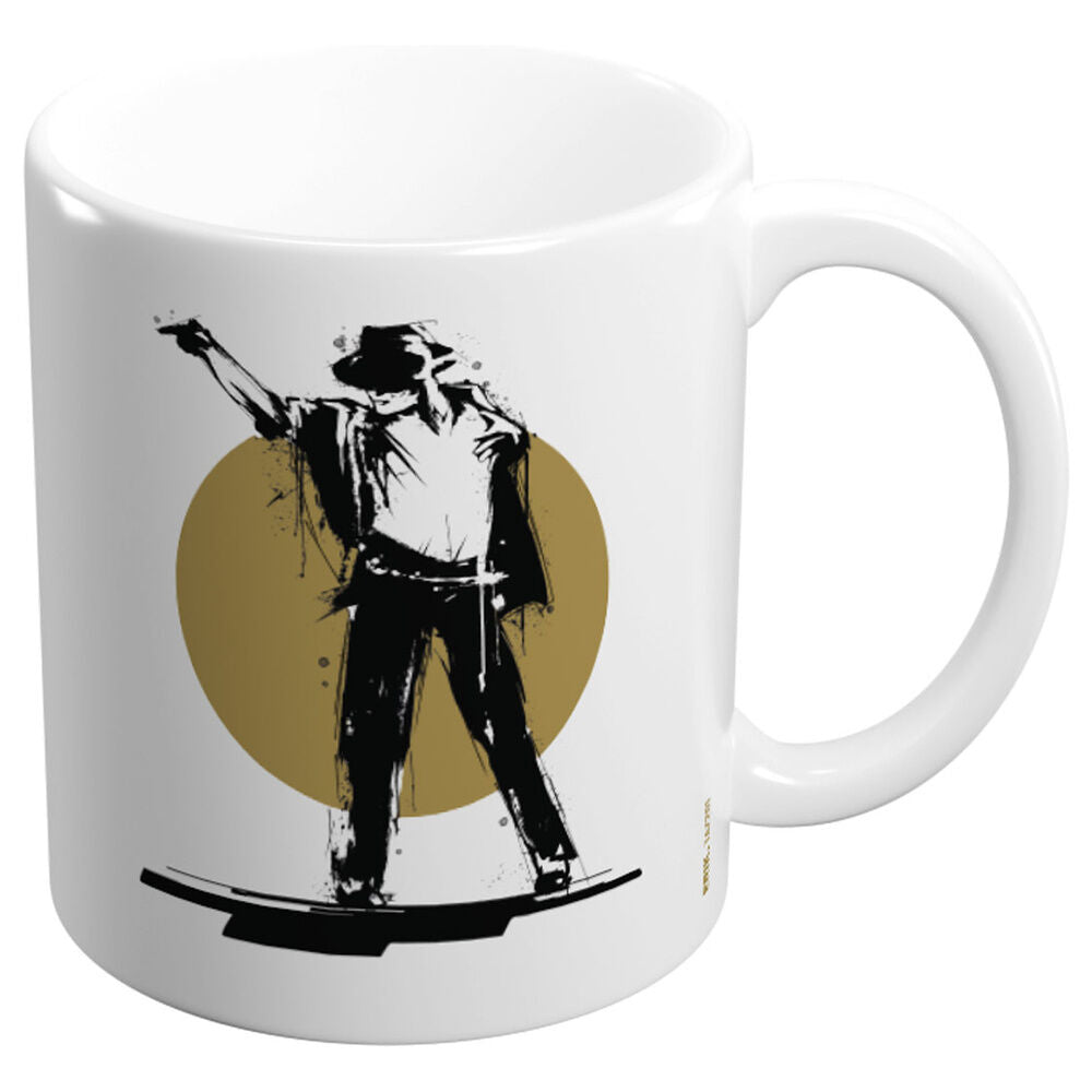 Taza blanca de cerámica King of Pop Michael Jackson con detalles dorados - 2