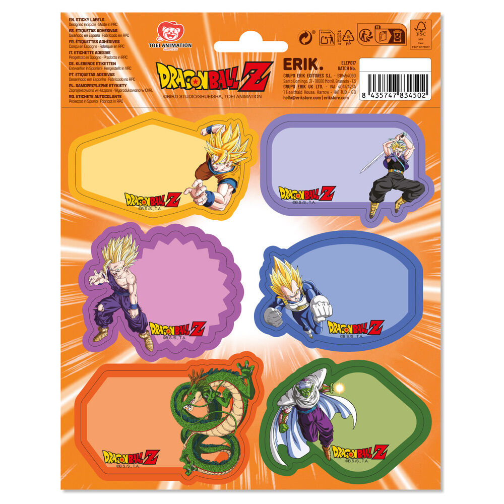 Lámina de seis etiquetas adhesivas Dragon Ball Z de ERIK - 2