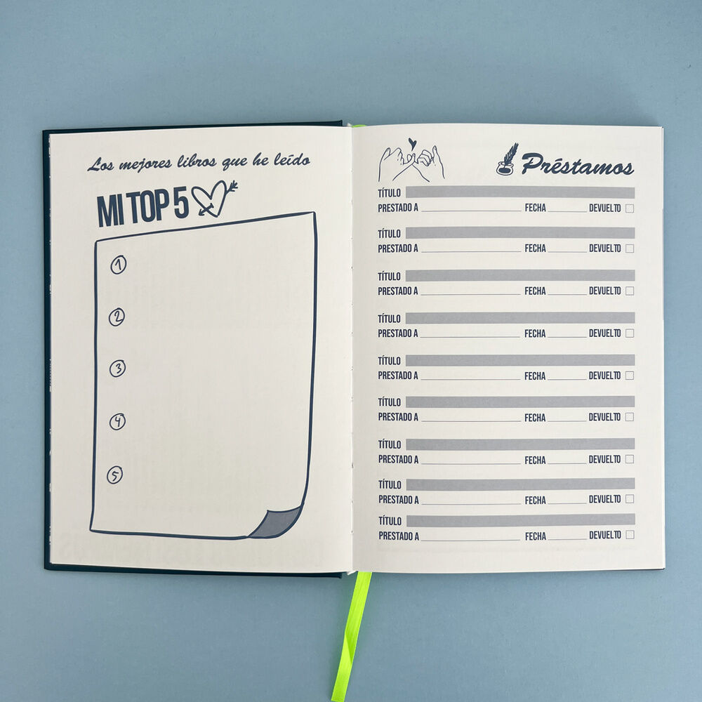 Cuaderno de lecturas Pedrita Parker azul marino con cinta amarilla - 3