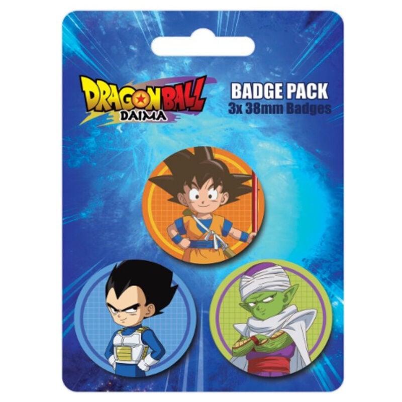 Set de pins Dragon Ball Daima con Goku, Vegeta y Piccolo