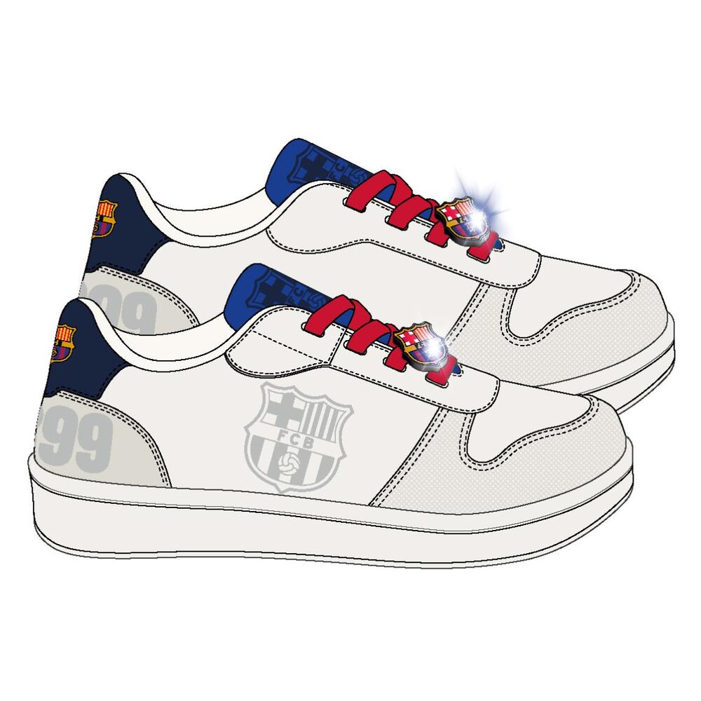 Deportivas blancas CERDÁ del F.C. Barcelona con cordones rojos