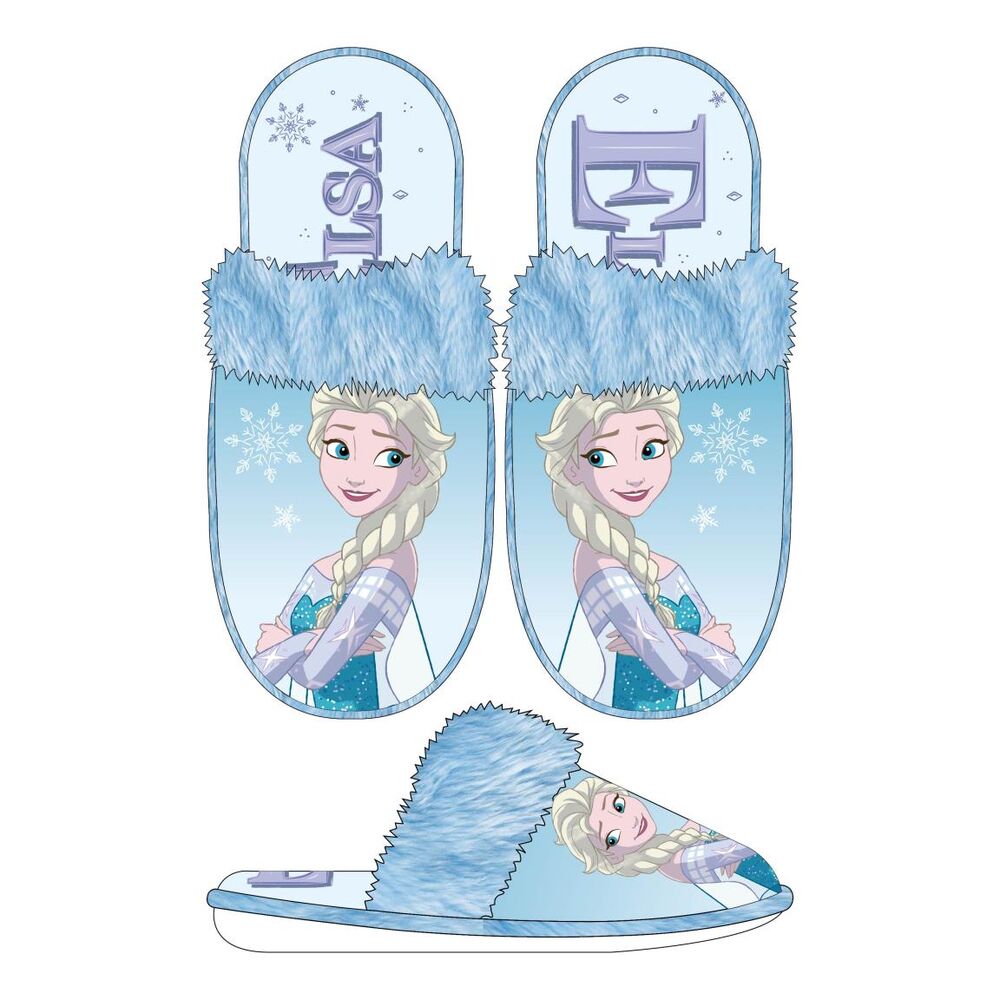 Pantuflas azules Disney Frozen con Elsa y copos de nieve