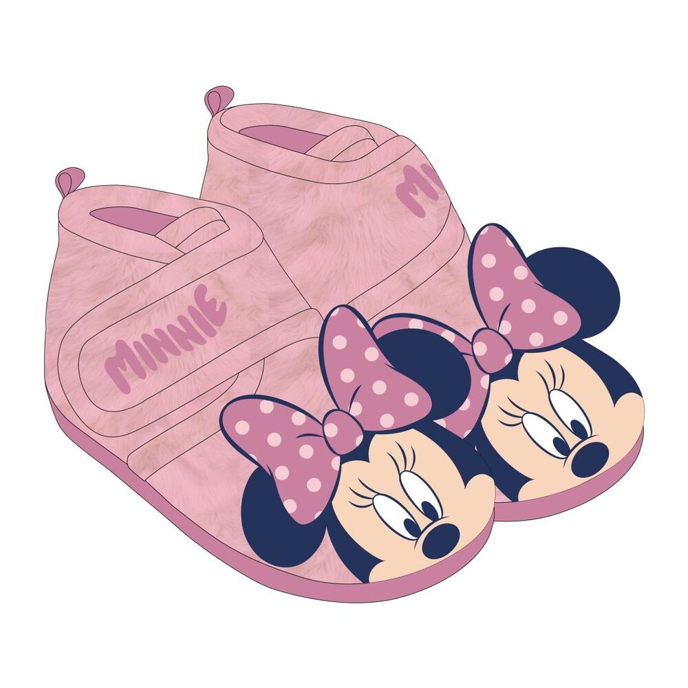 Pantuflas rosas de Minnie Disney con lazos de lunares