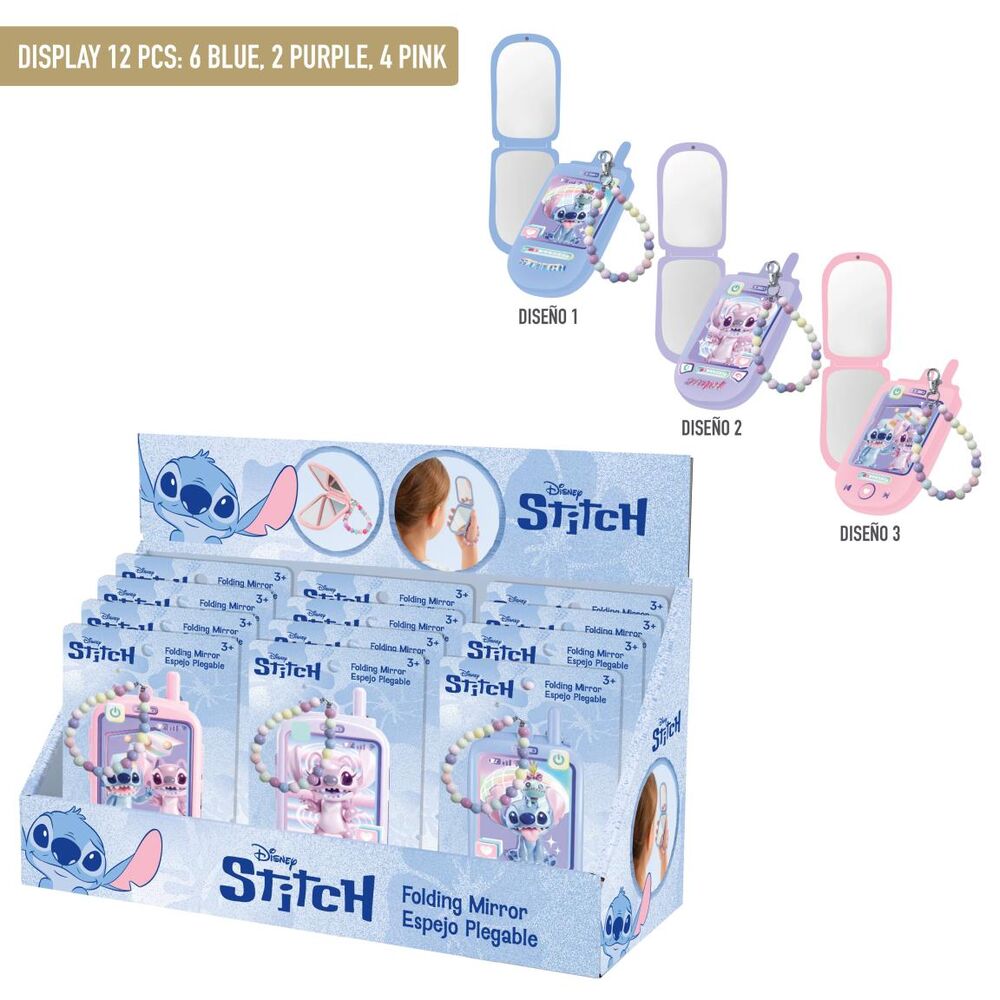 Espejo plegable de Stitch Disney en tres diseños de colores