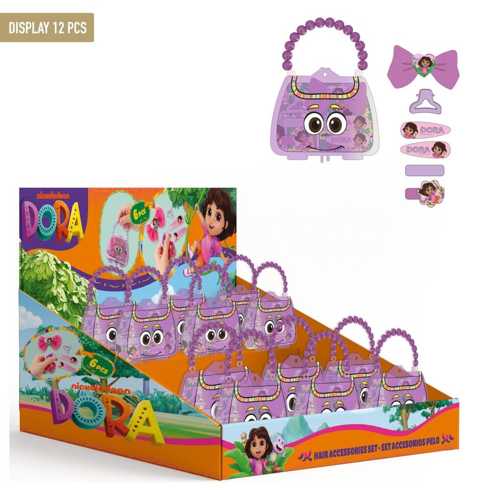 Set de bolso morado y accesorios de belleza de Dora la Exploradora