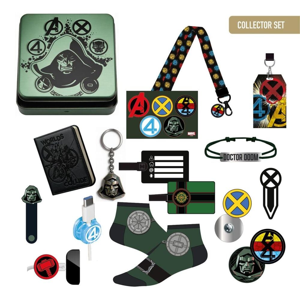 Set regalo Marvel de Los 4 Fantásticos con accesorios y diseños de Doctor Doom