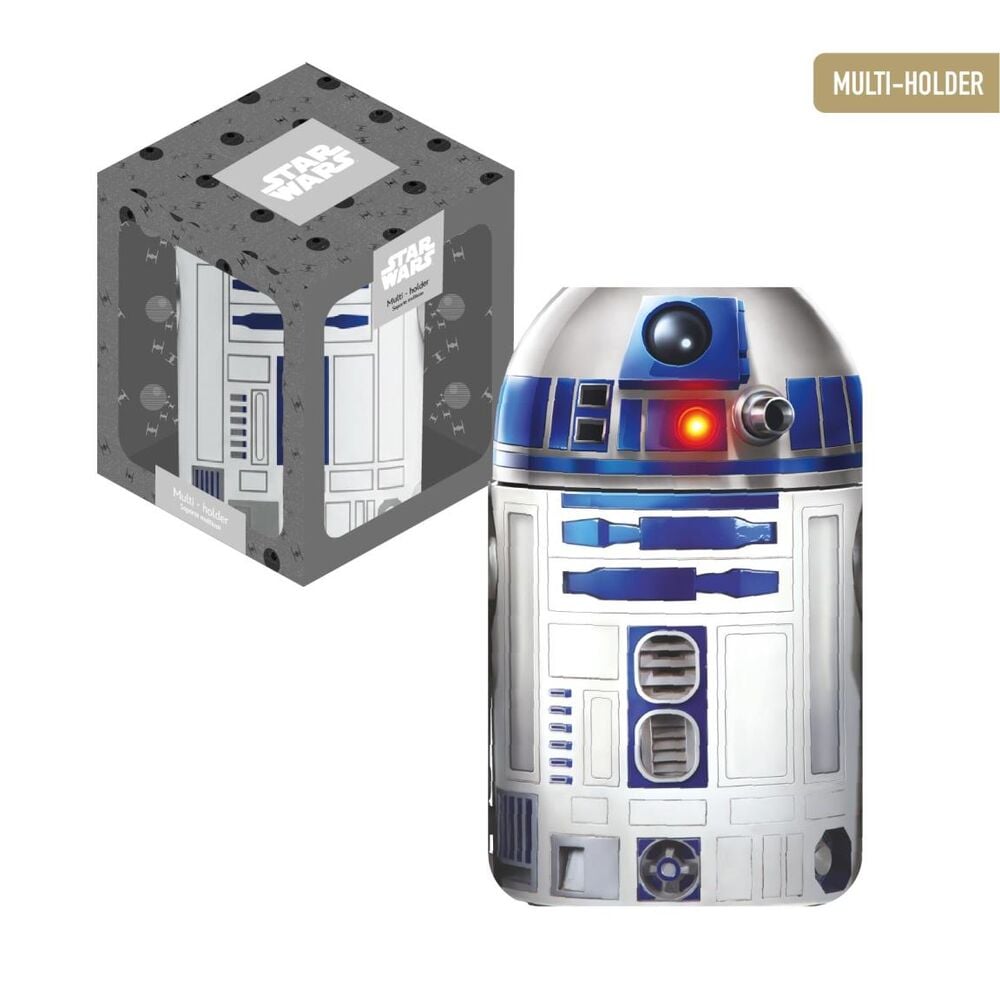 Portalápices R2-D2 Star Wars blanco y azul