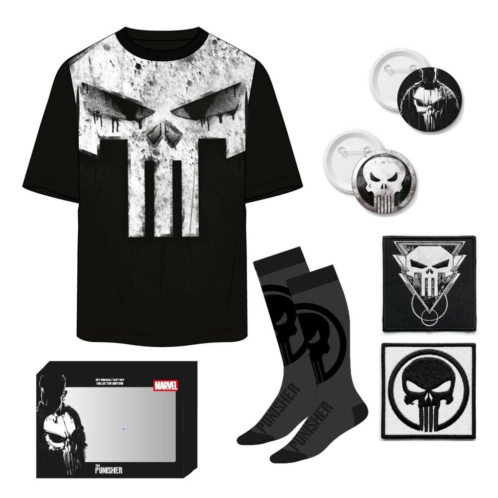 Camiseta negra The Punisher Marvel con calavera blanca