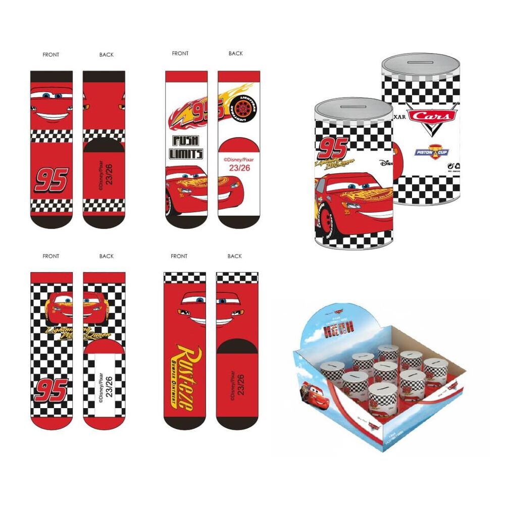 Set de cuatro pares de calcetines Disney Cars con diseños de Rayo McQueen