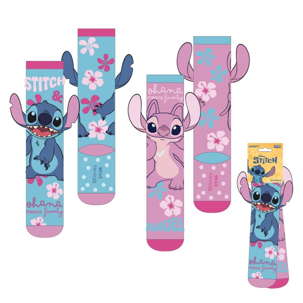 Calcetines Disney Stitch y Angel con estampado floral