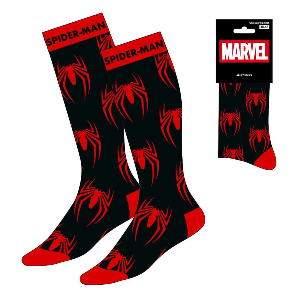 Calcetines Spider-Man Marvel negros con arañas rojas, talla 38-45