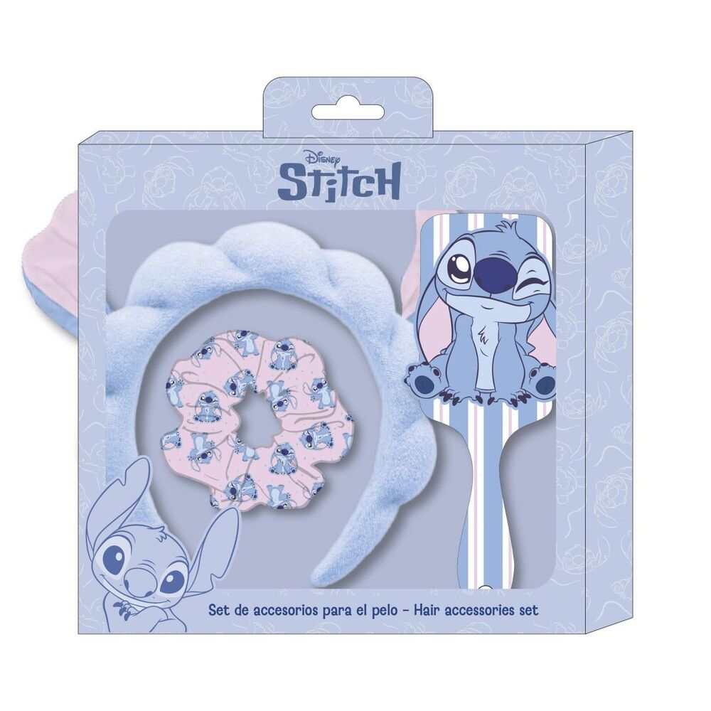 Set de accesorios para el pelo Stitch Disney con diadema, coletero y cepillo - 2