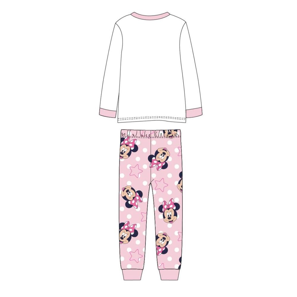Pijama infantil de manga larga de Minnie Disney en blanco y rosa - 2