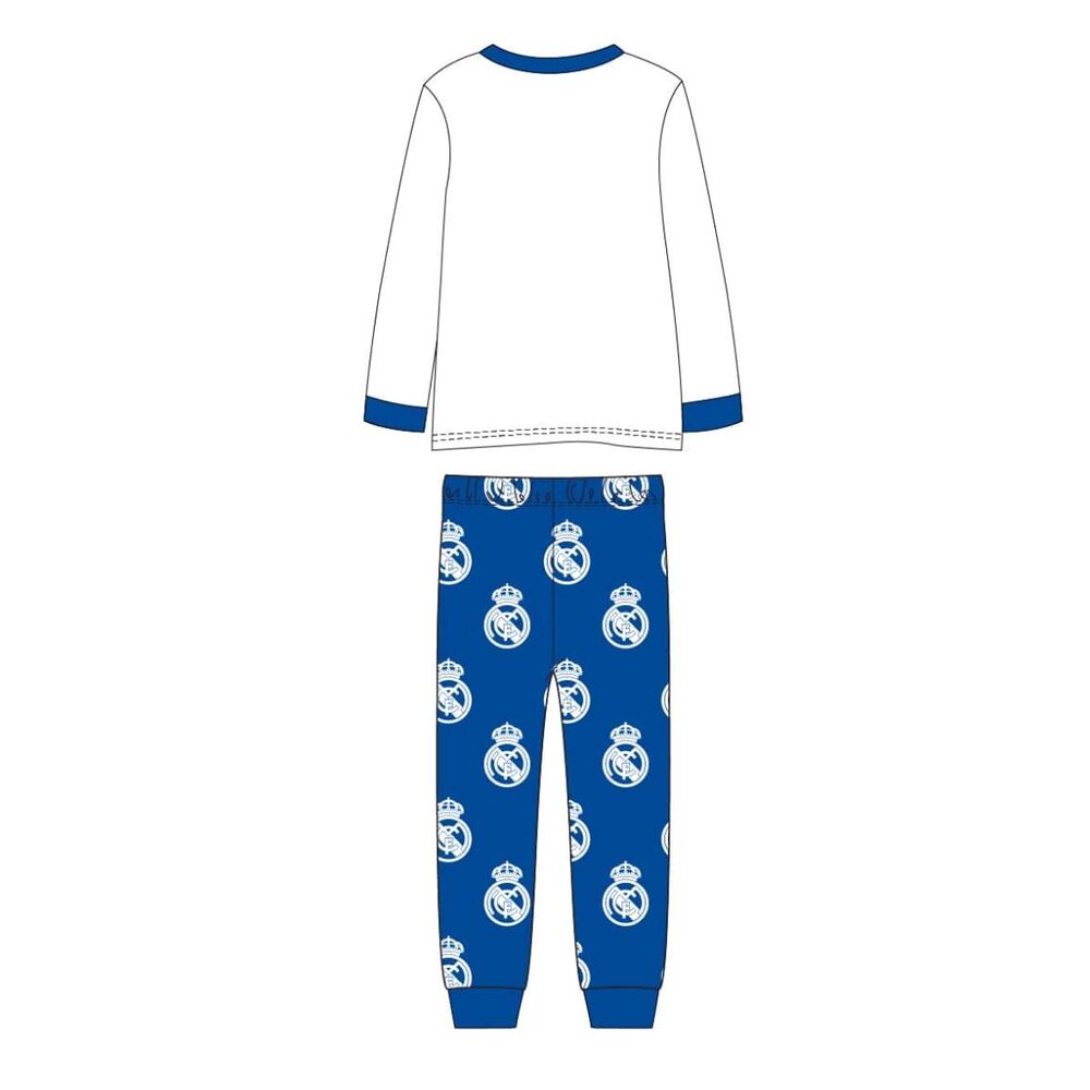 Pijama infantil del Real Madrid con camiseta blanca y pantalón azul estampado - 2
