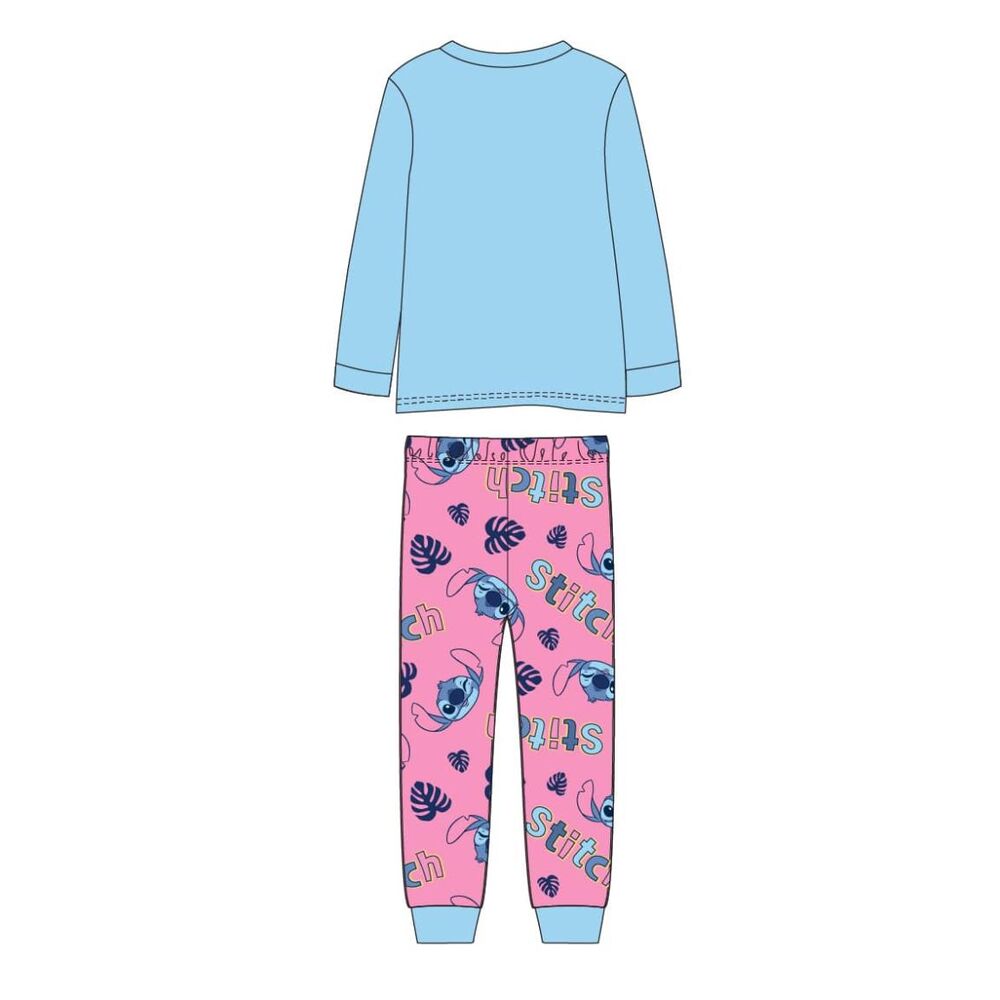 Pijama infantil Stitch Disney de camiseta azul y pantalón rosa - 2