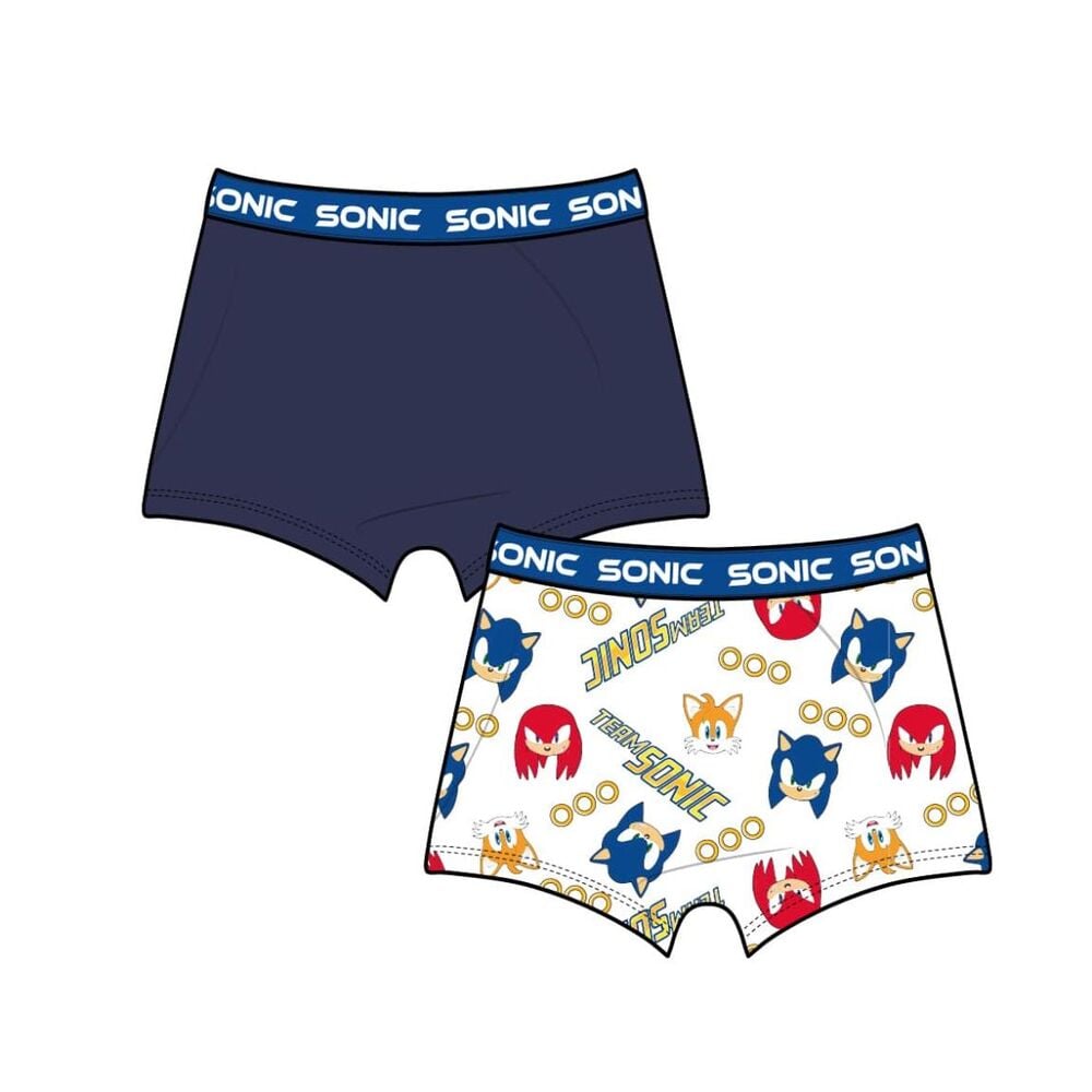 Set de dos bóxers Sonic the Hedgehog con diseños azul marino y blanco - 2